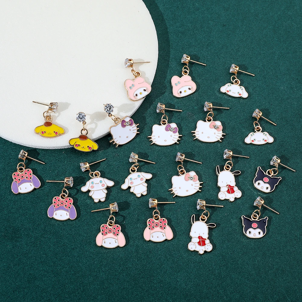 Серьги в стиле аниме мультяшная фигурка Kuromi Melody металлический значок подвеска