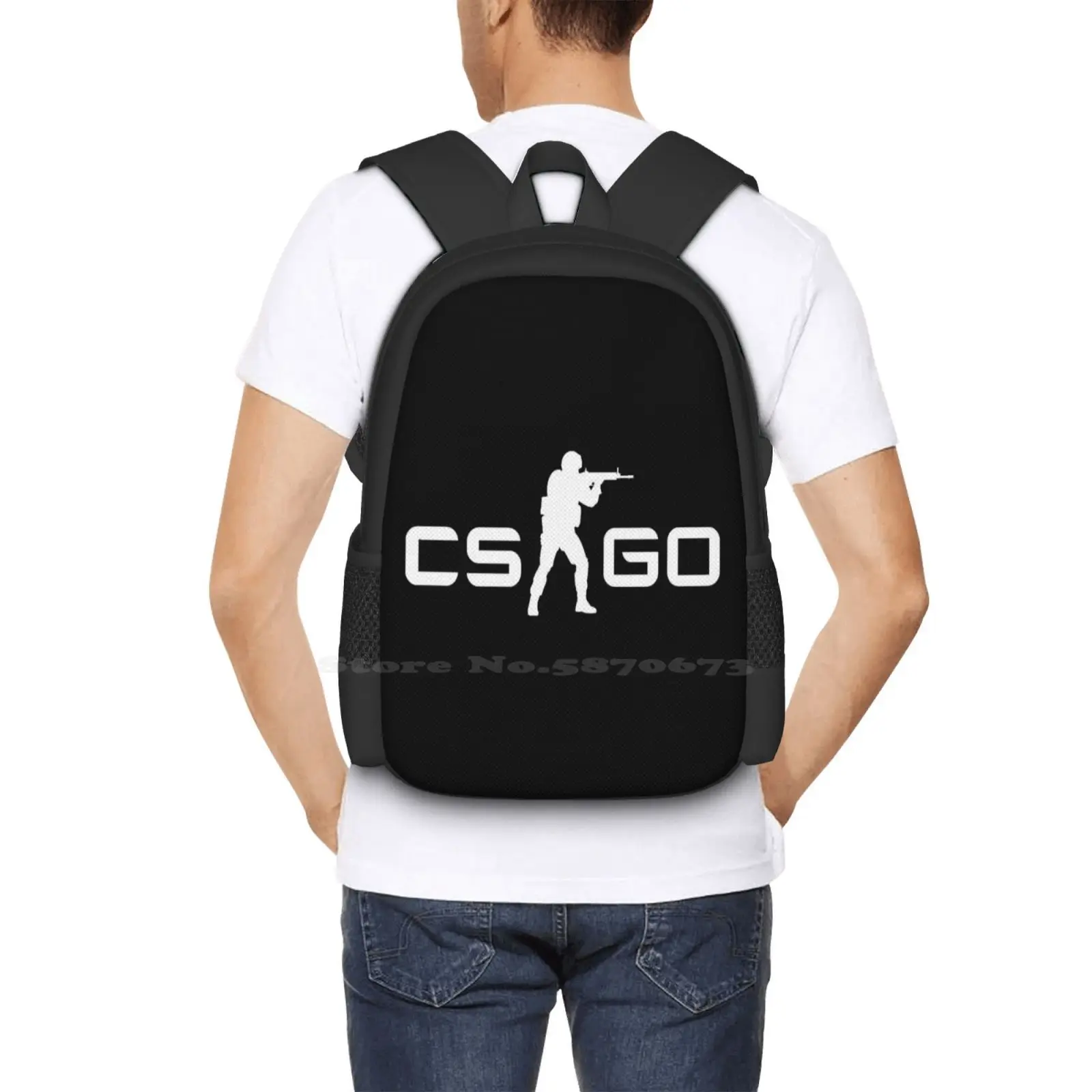 Csgo-White Fashion Pattern Design Travel Laptop School Backpack Bag Csgo Cs Go Counterstrike Css Statrak Stattrak images - 6