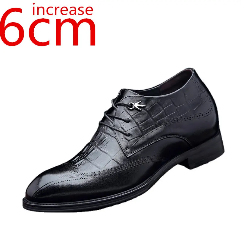 

Men Business Invisible Formal Wear Increased 6cm Leather Shoes Breathable British Style Derby Shoes Men's Banquet Wedding Shoes