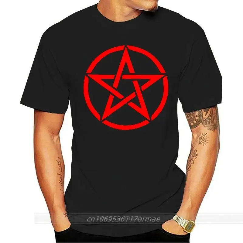 

Pentagram T-Shirt Mens S-5XL goth rock punk metal gothic biker satanic red fashion t-shirt men cotton brand teeshirt