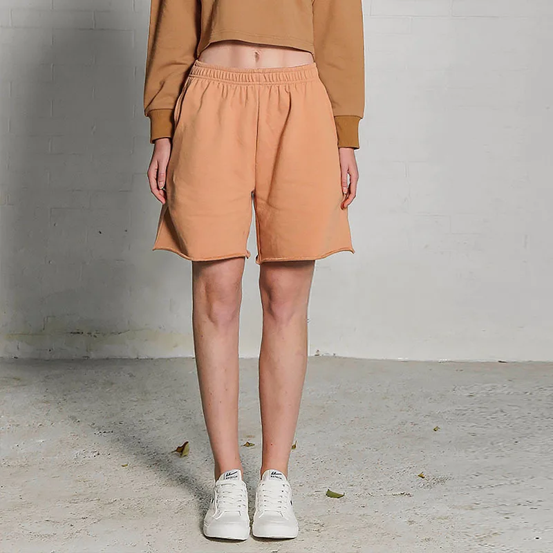 Женская спортивная одежда шорты из 100% хлопка однотонные свободные короткие