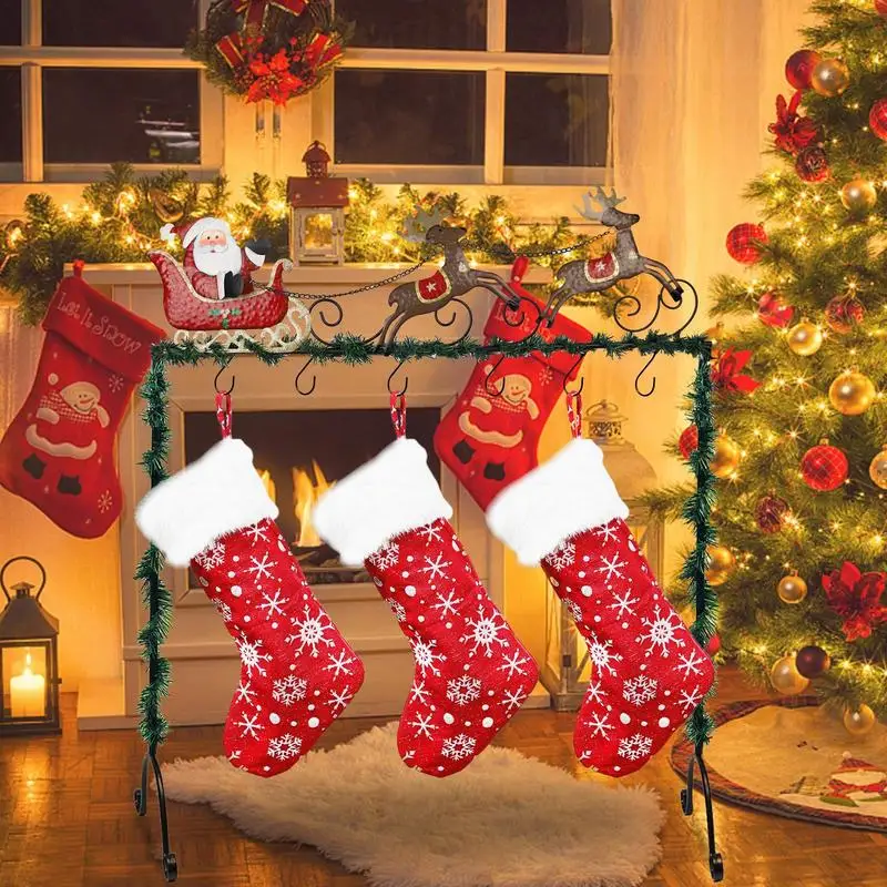 

Christmas Stocking Stand Party And Holiday DIY Metal Stocking Holder Stand Cute Elk Santa Claus Christmas Rack Decorations