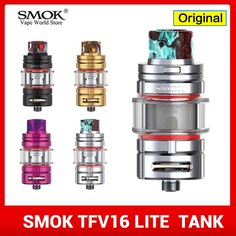 

SMOK TFV16 Lite Tank 5ml with Conical Mesh Coil & Dual Mesh Head nexMesh 810 Drip Tip E Cigarette Atomizer Fit G-Priv 3 MOD Vape