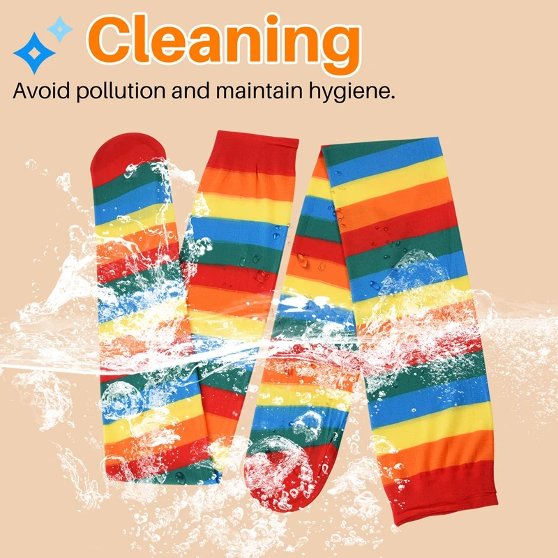 Красочные радужные полосатые носки выше колена полосатый костюм клоуна высокие