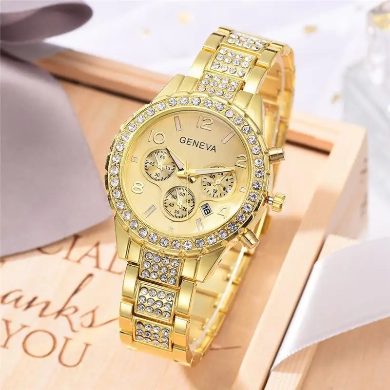 Fashion Sparking Rhinestone Women Dress Watches Stainless Steel Men Quartz Watch Calendar Relogio Feminino zegarki damskie часы