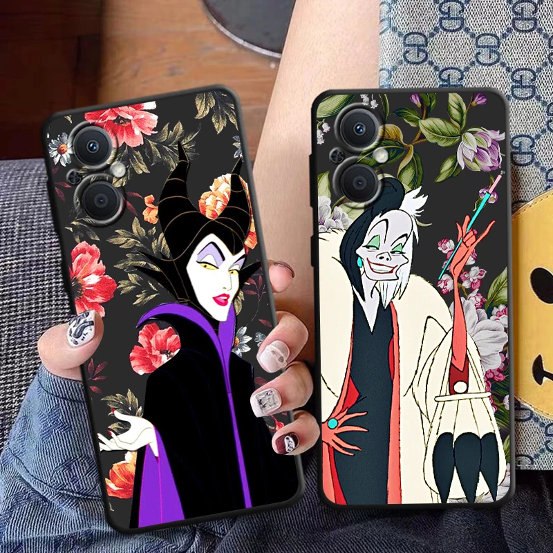 

Disney villain flowers Art Phone Case For OPPO Find X3 X5 Lite Neo Pro Reno 7 6 5 Pro Lite Z A53 S A74 A72 5G Black Cover