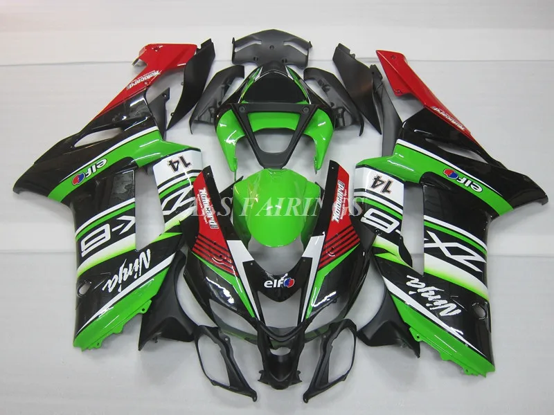 

4Gifts New ABS Motorcycle Whole Fairings Body Kit Fit For Kawasaki NInja ZX-6R 636 2007 2008 07 08 Full Bodywork Set Red Green