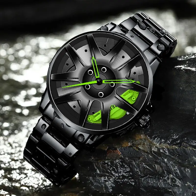 

New Wheel Shape Design Fashion Sports Mens Watchs Stainless Steel Quartz Outdoor Brand Watch for Men Relogio Masculino Reloj