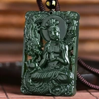 hot selling natural hand carve jade hollow guanyin necklace pendant fashion jewelry accessories men women luck gifts