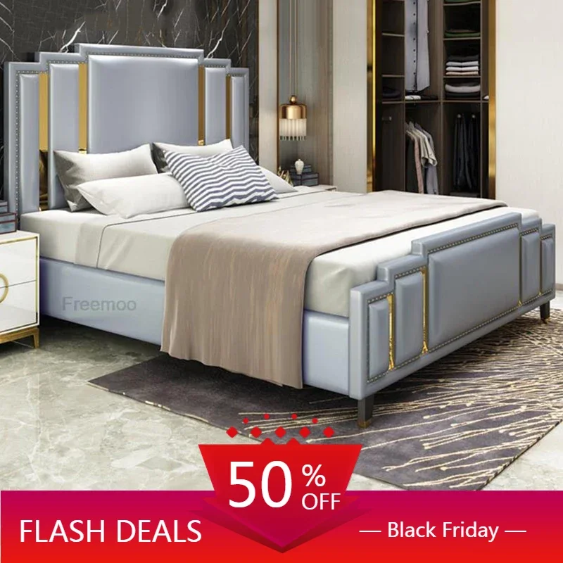 

Luxury Bedroom Bed Luxury Fashionable King/ Queen Size Marriage Bed Elastic Household Square Princess Camas Y Muebles Furniture