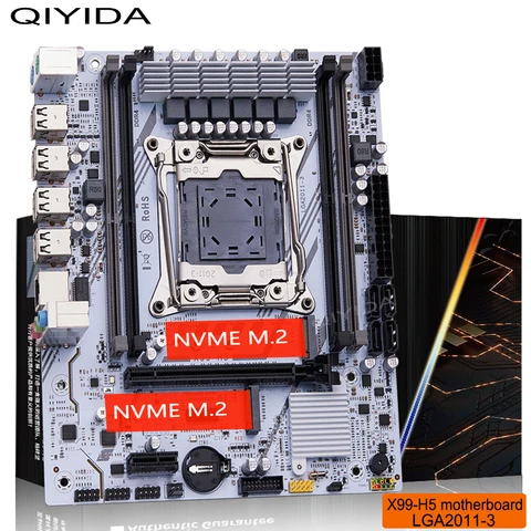 Набор материнской платы QIYIDA X99 LGA 2011-3 ЦП Xeon DDR4 M-ATX NVME M.2 PCI16X X99 H5