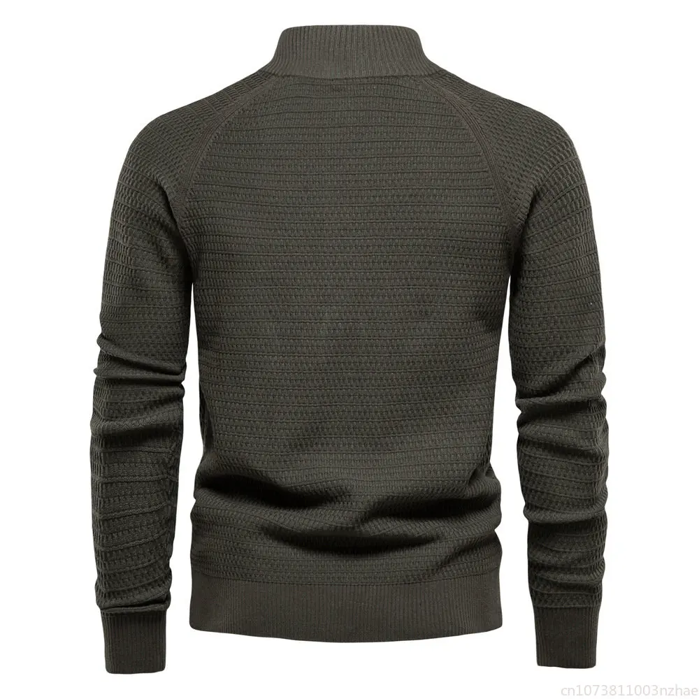 New Solid Color Knitted Men's Cardigan Cotton High Quality Button Collar Sweater Business Casual Men's Clothing  Men Sweater