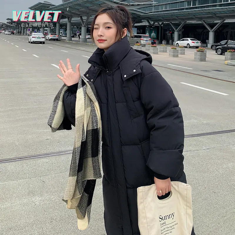 VelvetElement 2023 Winter Women Long Parkas Coat Casual Hooded Thick Warm Windproof Jackets Fashion Female Outwear Jacket Coat