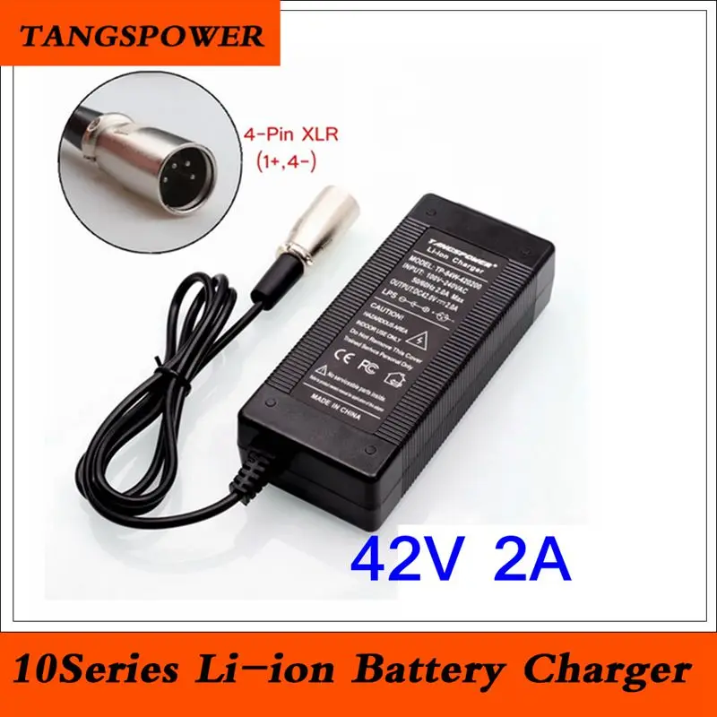 42V 2A Electric Bike Lithium Battery Charger For 36V Li-ion Battery Pack E-Bike Charger With 4-Pin XLR Connector