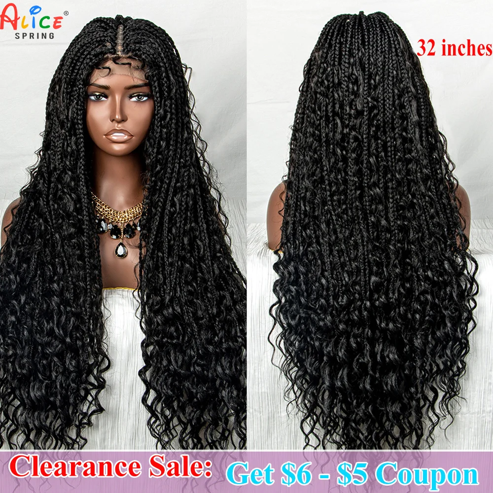 32 Inches Synthetic Lace Front Wigs Braided Wigs With Baby Hairs Dreadlocks Braided Wigs Afro for Black Women Braided Wig