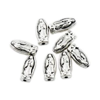 50pcs mary our lady of guadalupe loose beads catholic patron saint medal tubes antique silver spacers 12 5x6mm l1828