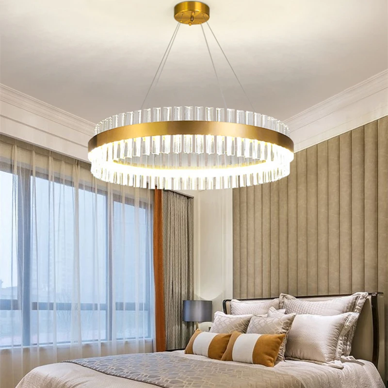 

Modern Gold Crystal Chandelier For Restaurant Dining Living Bedroom LED Luxury Chandeliers Lighting Pendant Fixture Lamp
