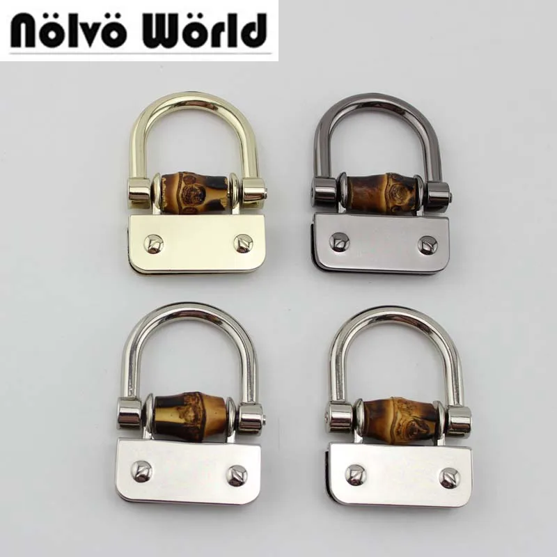 

10 шт. 4 цвета 5, 5 х3, 8 см бамбуковые аксессуары D-образные кольца вешалка пряжки, аксессуары из натурального бамбука для сумки с откидной крышк...