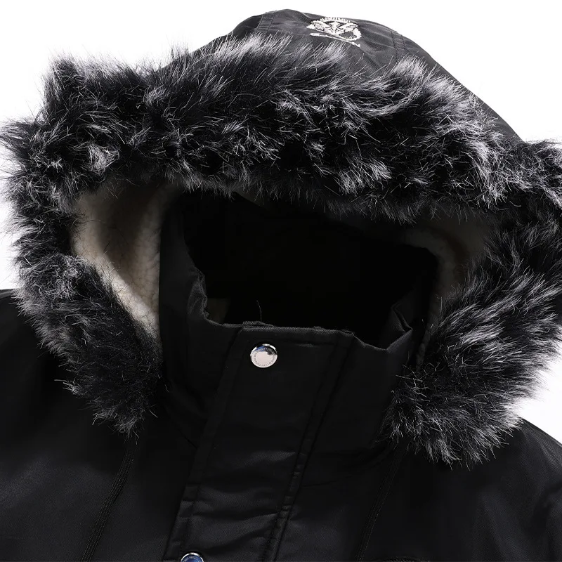 Men's Warm Hooded Cotton Jacket Winter New Men's Fleece Thickened Coat Fashion Casual Imitation Lamb Fleece Parka Men's M-4XL