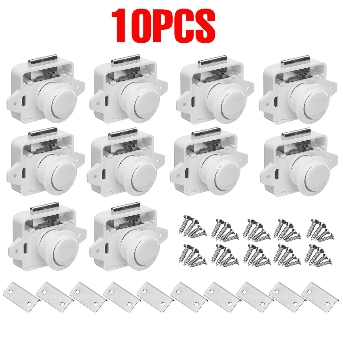 

10PCS Camper Car Push Lock 26mm RV Caravan Boat Motor Home Cabinet Drawer Latch Button Locks For Furniture Hardware