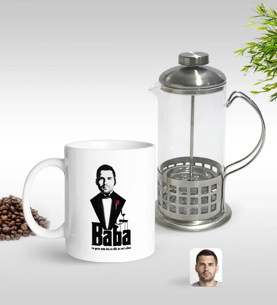 

При индивидуальном заказе Крестный отец Силуэт Дизайн Кружка & Французский Пресс Seti-3 специальная конструкция друзей подарок для влюбленны...