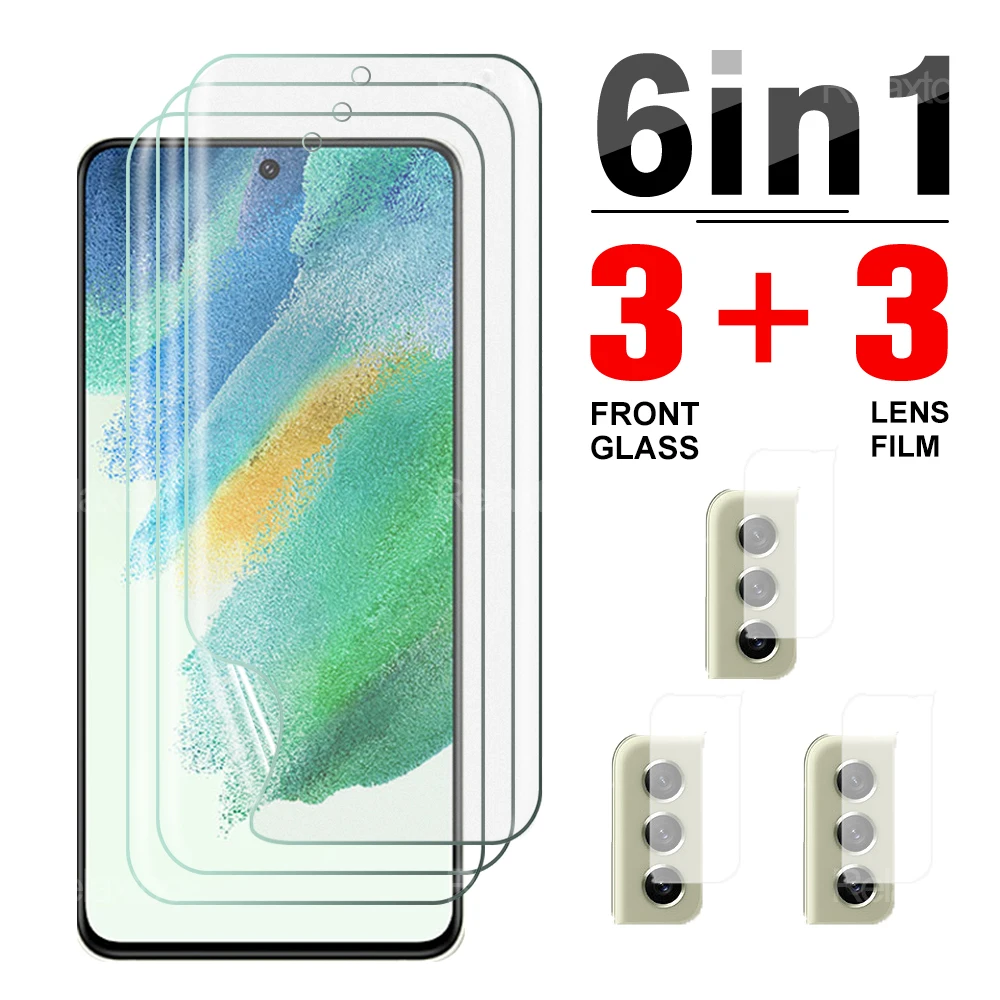 

6 в 1 гидравлическая пленка для камеры Samsung Galaxy S21 FE 5G, защита для экрана камеры S 21 Ultra Plus, защитная пленка без стекла