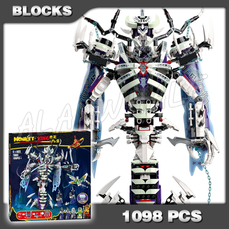 

1098pcs Monkie Kid The Bone Demon Scuttler Spiders Scorpion Glow-in-the-Dark 70003 Building Blocks Boys Compatible With Model