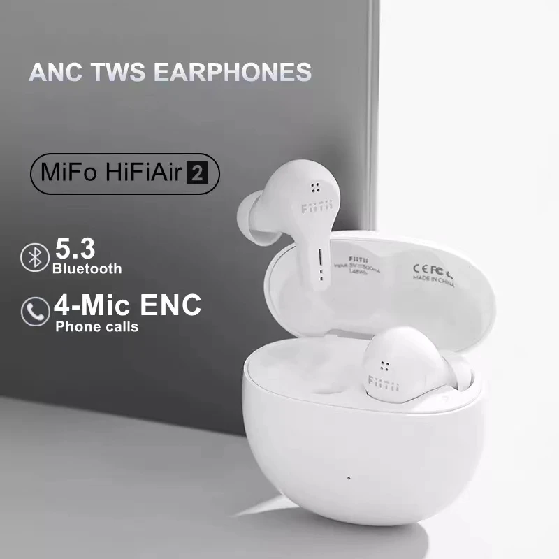 

MiFo HiFiAir 2 Bluetooth 5.3 ANC Wireless TWS Earbuds 4-mics ENC Noise Cancellation Earphones Low Latency Gaming Headphones