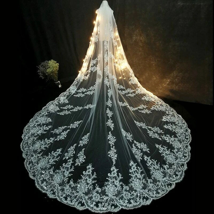 

New Arrival White Ivory Lace Edge Wedding veils Vestido de noiva Bride wedding accessories Boda hochzeit Welon ślubny