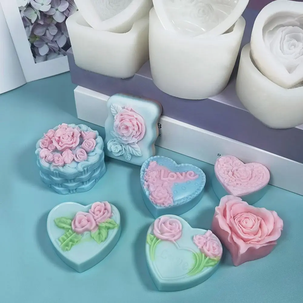 

DIY 3D Love Rose Silicone Soap Mold Chocolate Mould Candle Polymer Clay Molds Crafts Aromatherapy Gypsum Diffuser Stone Making