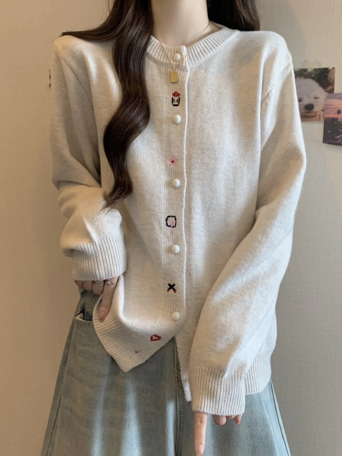 Вязаный кардиган верхняя одежда для женщин ранняя осень новинка 2024 большие