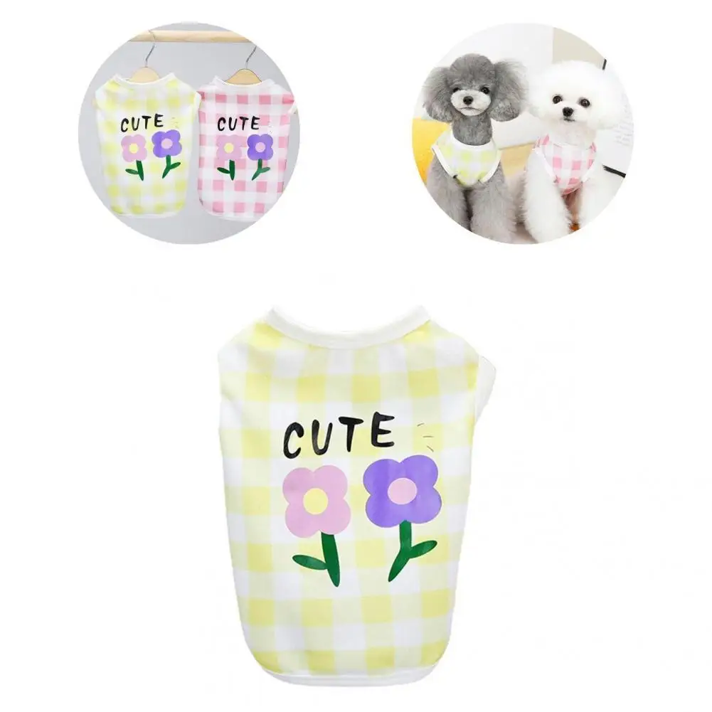 

High-quality Puppy Vest Washable Sleeveless Pet Vest Chihuahua Poodle Spring Summer Flower Plaid Vest for Party Dog Vest