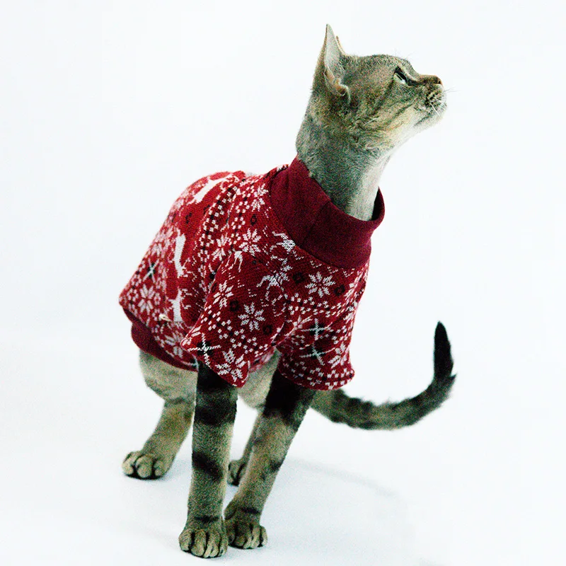 

Autumn Winter Hairless Cat Clothes kitty outfits Sphinx Devon Rex Bottoming Shirt Knitted Sphynx Cat Jummper Konis Cat Clothing