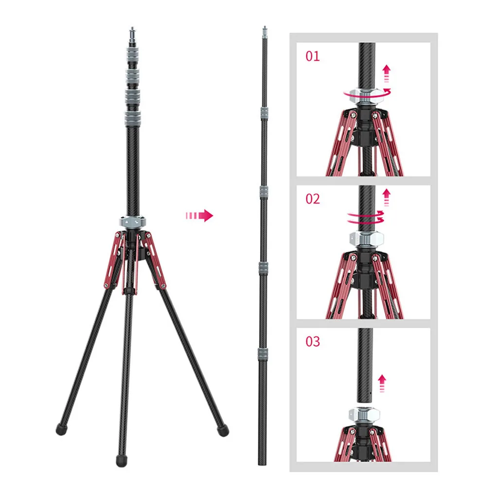 

MT-49 Carbon Fiber Tripod High Hardness Holder Practical Bracket Wear-resistant Extend Tripod Stand DSLR Video Lights