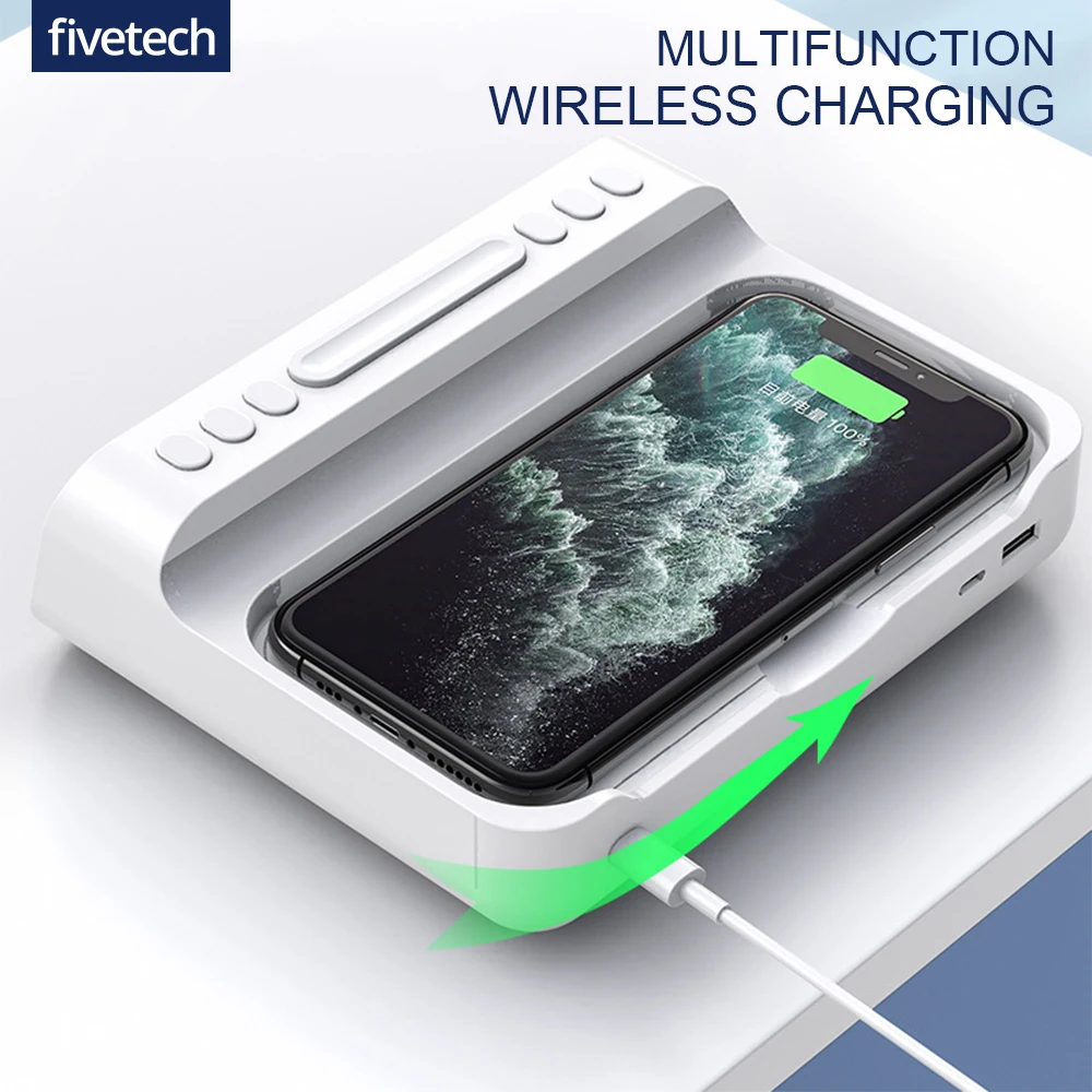 

Multifunctional LED Digital Clock Wireless Charger for iPhone Samsung Desktop USB Type C Fast Wireless Charging Dock