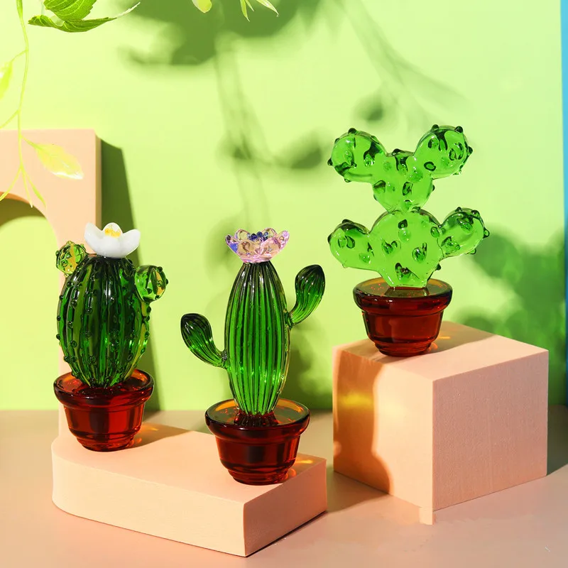 

Милая фигурка кактуса из хрустального стекла, зеленое украшение для комнаты, украшение для стола, Современные художественные принадлежности, подарок на день матери, украшение