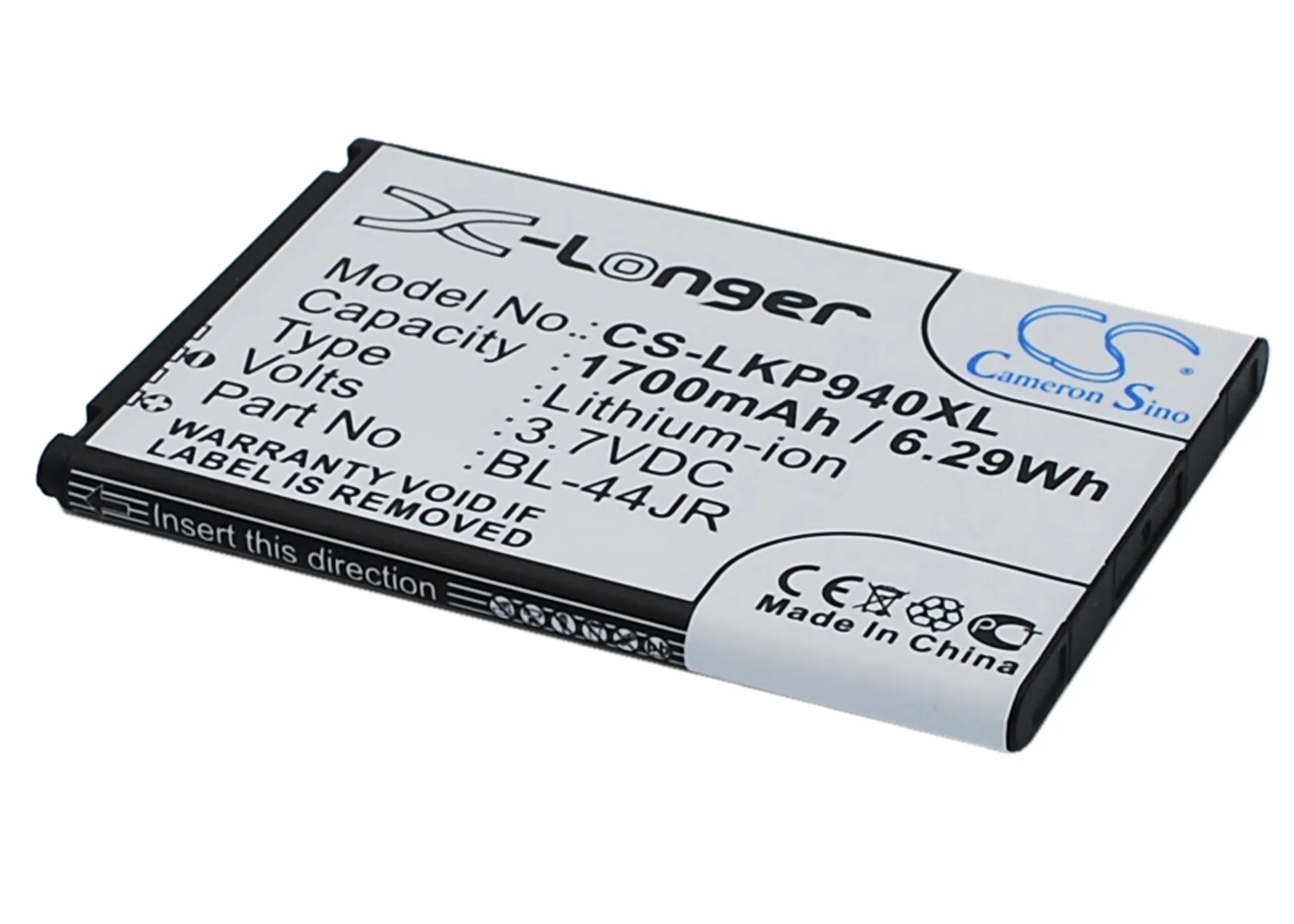 

CS 1700mAh / 6.29Wh battery for LG K2, KU5400, Optimus EX, P940, Prada 3.0, SU540, SU880 BL-44JR