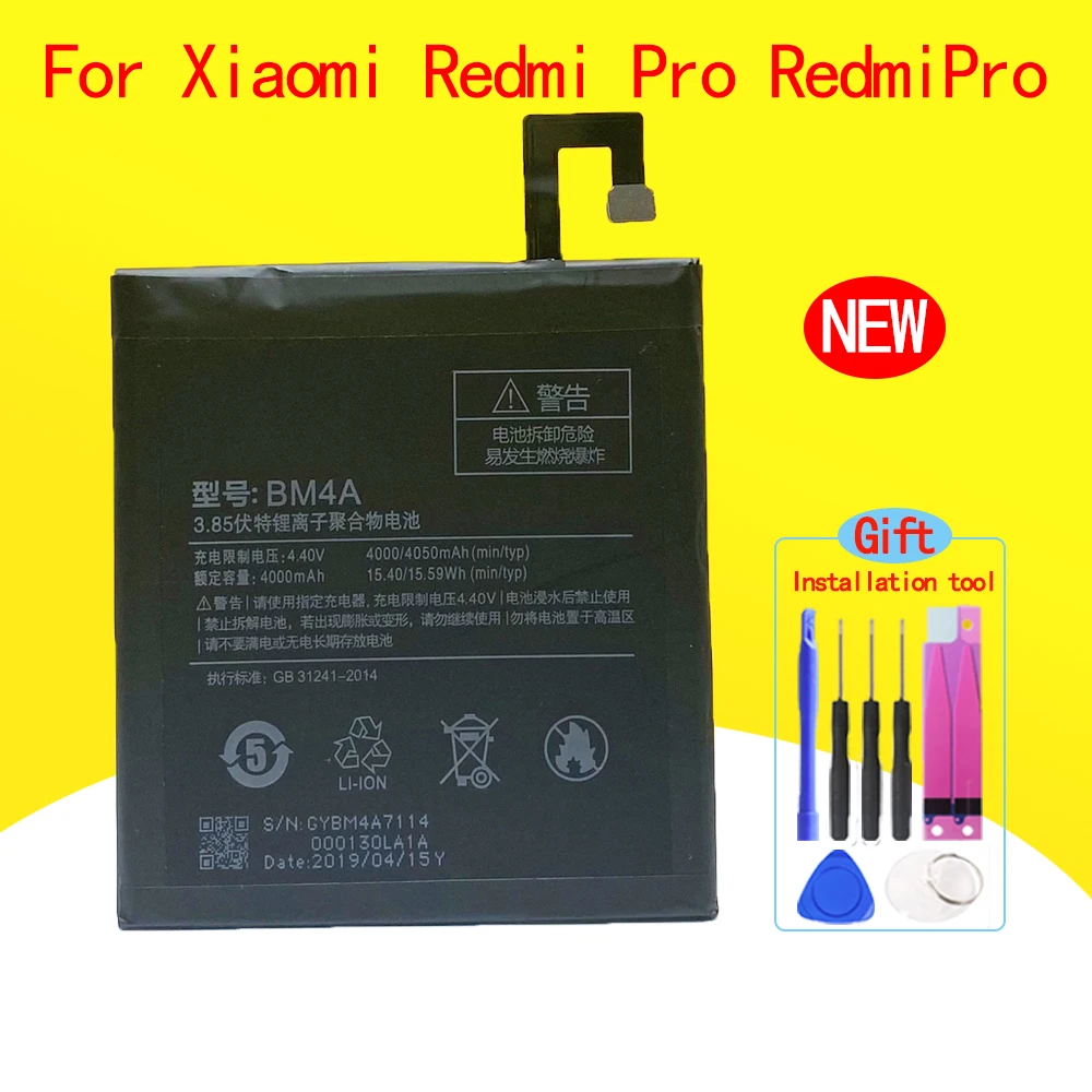 

NEW BM4A 4000mAh Battery For Xiaomi Redmi Pro Smartphone/Smart Mobile Phone With Free Tools