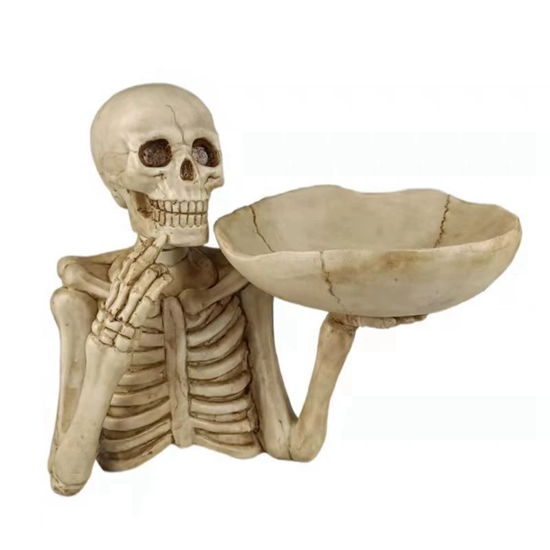 

1 шт. украшение в виде черепа на Хэллоуин, тарелка для конфет, как показано на рисунке, страшный ужасный скелет, украшение и хранение на Хэллоуин