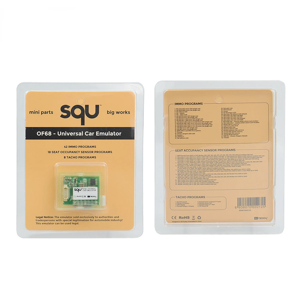 

SQU OF68 Car Emulator SQU OF68 Car Emulator Signal Reset Immo Programs Place ESL Diagnostic Occupancy Sensor Tool