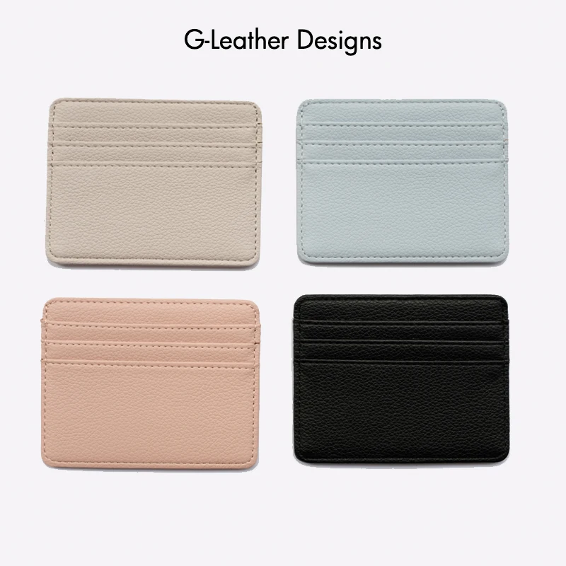 Vegan Leather Slim Card Holder Soft PU Leather Credit Card Cases Covers With 6 Card Slots And 1 Change Slot Custom Initials Name