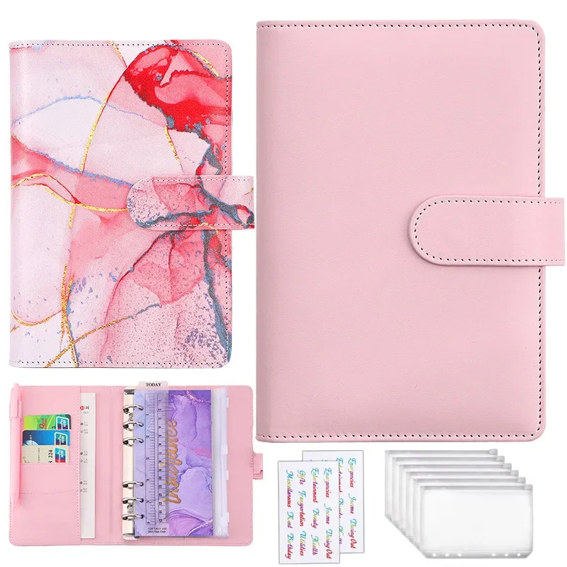 

A6 PU Leather Budget Binder Notebook Cash Envelopes System Set Binder Pockets Money Budget Saving Bill Organizer