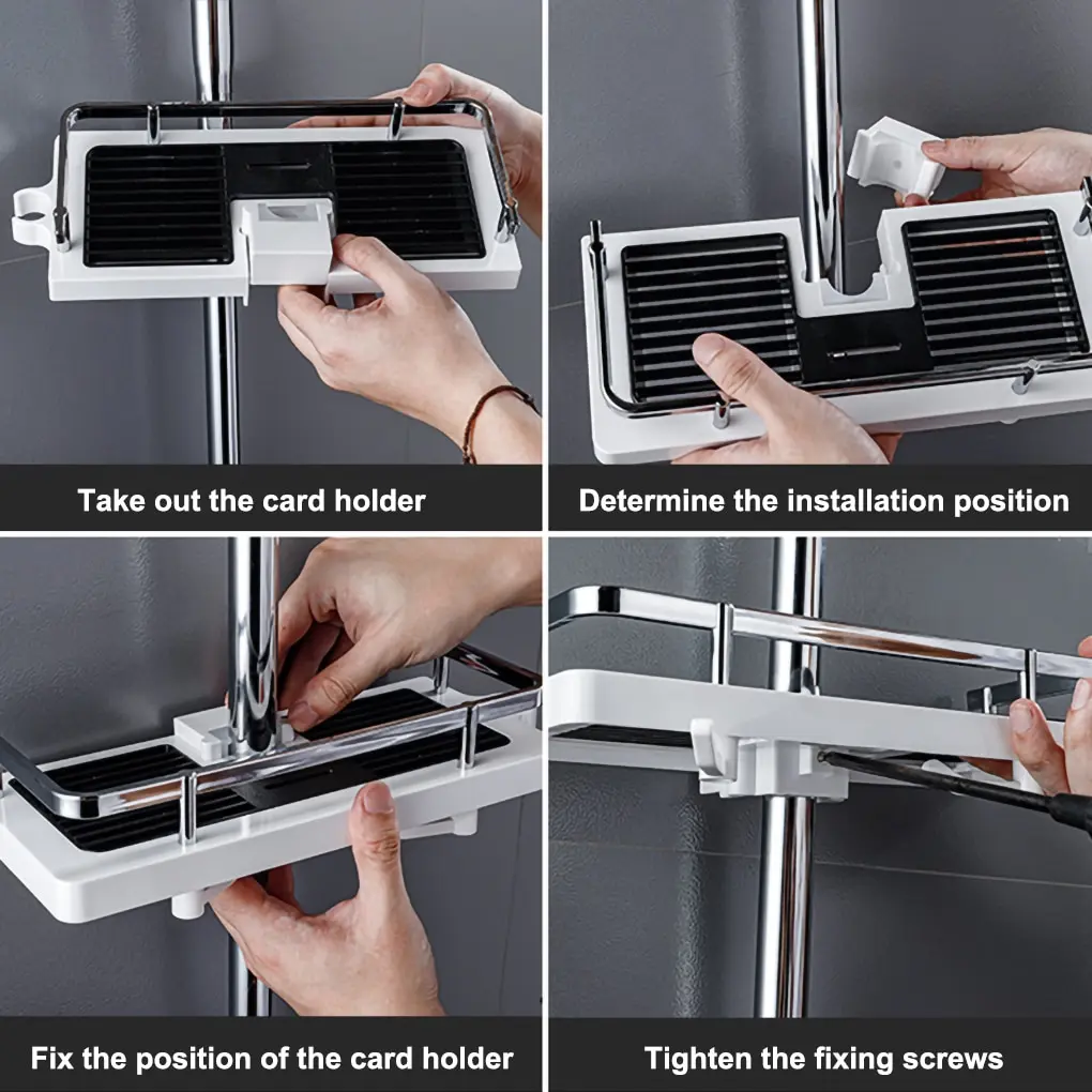 

Shower Storage Holder Rack Bathroom Lifting Bar Support Tray No Punching ABS Organizer Bathroom Shelf