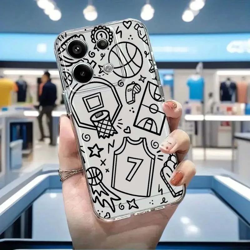 Фото Чехол для телефона с иллюстрацией баскетбольного элемента для Xiaomi Mi Poco F2 F3 F4 F5 F6 X5 X6 X7 Pro, прозрачный защитный чехол из ТПУ №5