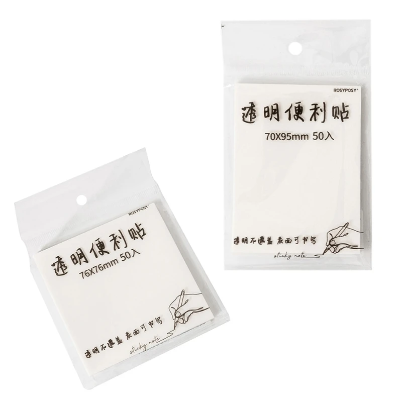 

50 Sheets Transparent Sticky Notes Pad 3×3 Inches Strong Self-Stick Notes Pads