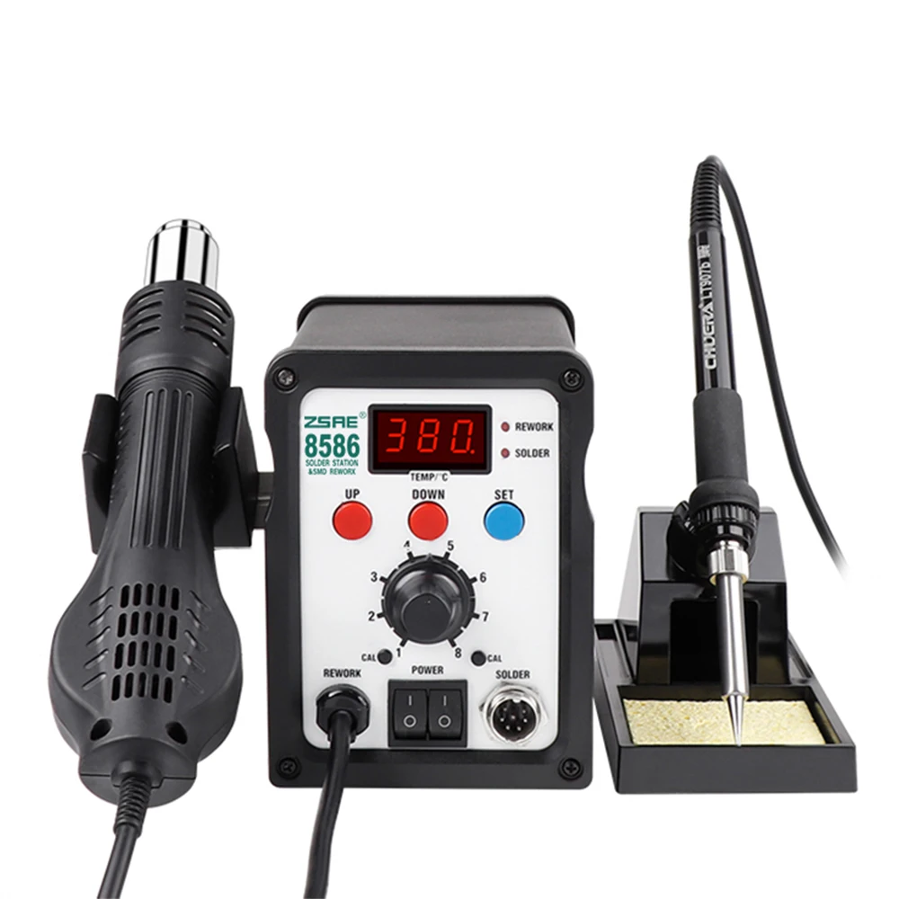 

8586 2 in 1 SMD Rework Station Hot Air Gun Soldering Station Soldering and Desoldering Station