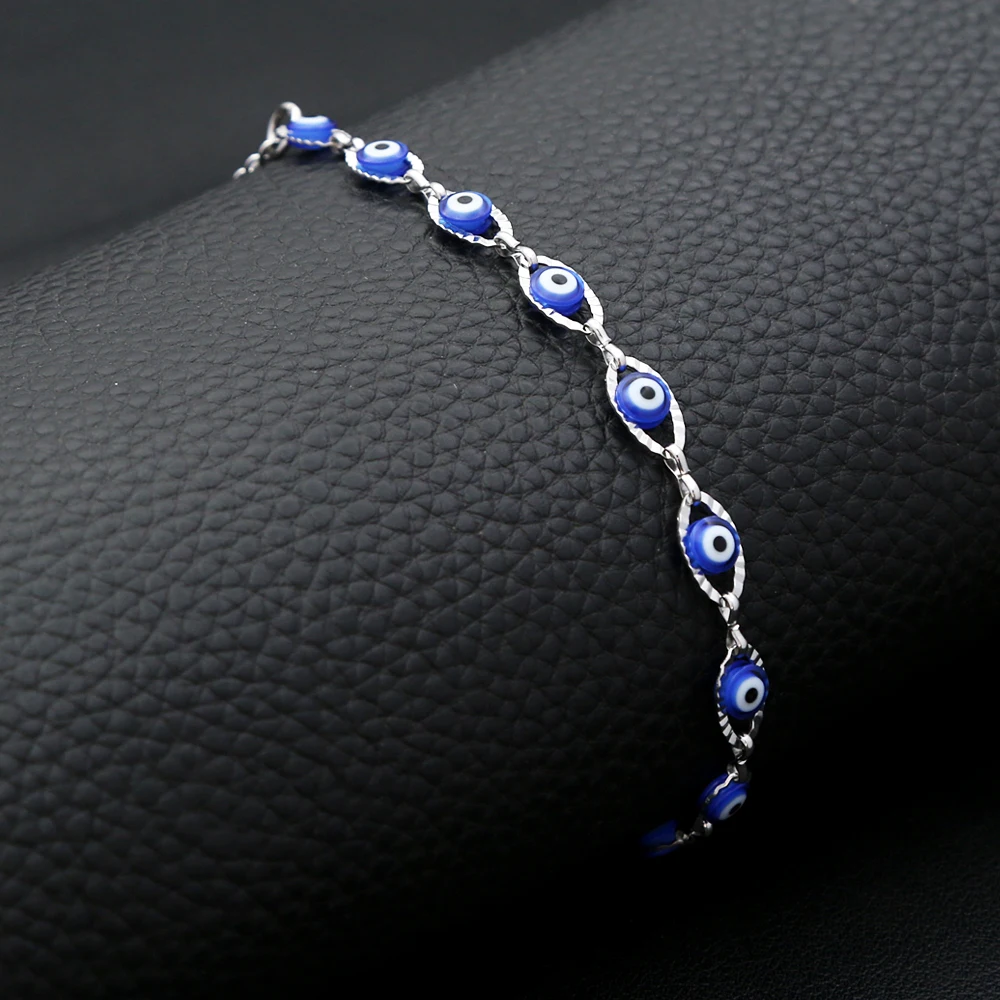 Фото Новые простые турецкие браслеты Lucky Evil Eye из нержавеющей стали для женщин и мужчин, амулет в стиле панк, модные украшения, подарки для пар, дропшиппинг №3