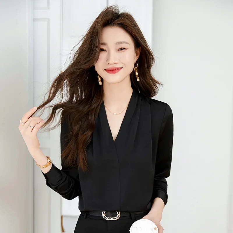 Стильная женская белая рубашка с длинным рукавом новый дизайн городской