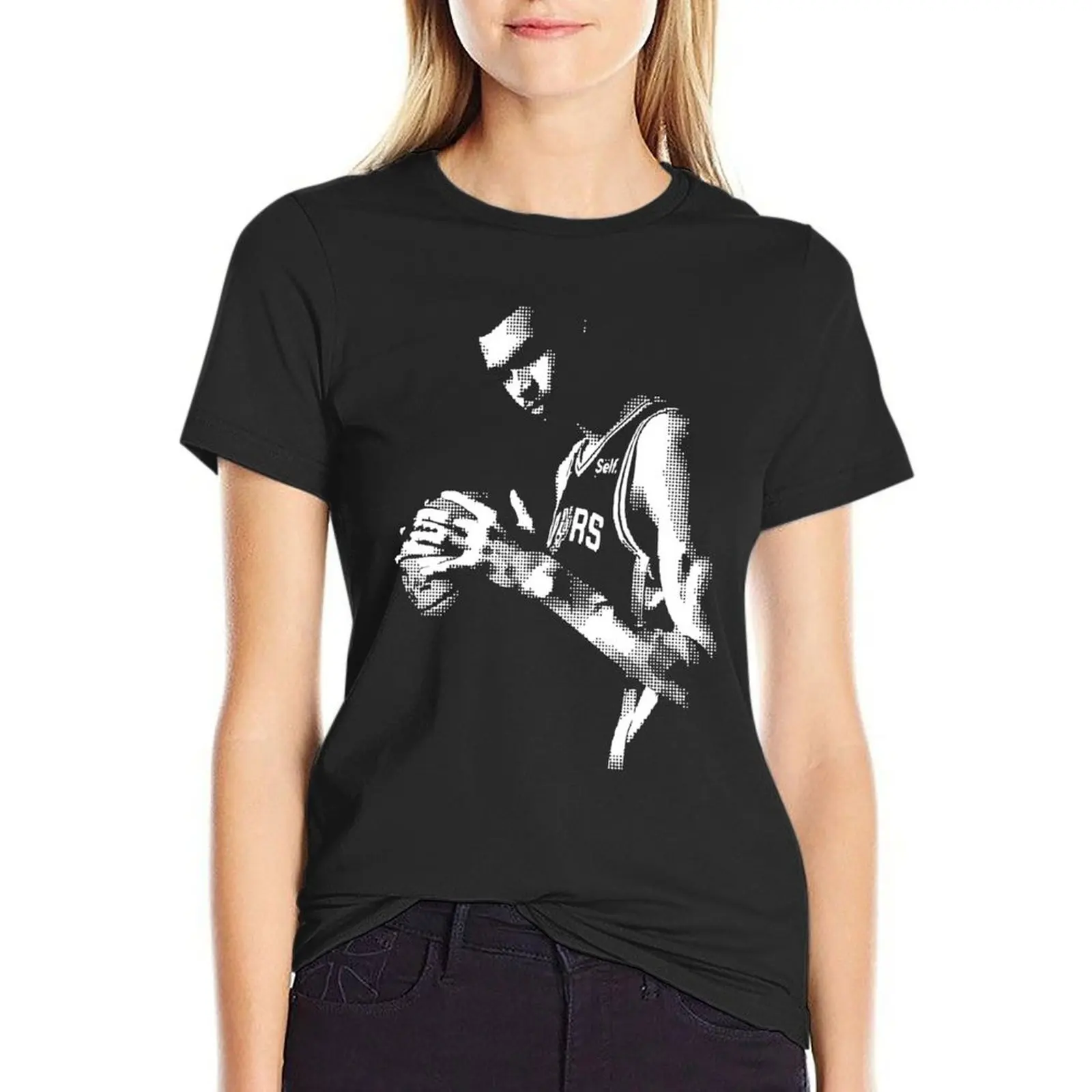 Футболка Victor Wembanyama Vector Art 11 летняя одежда черная женская футболка