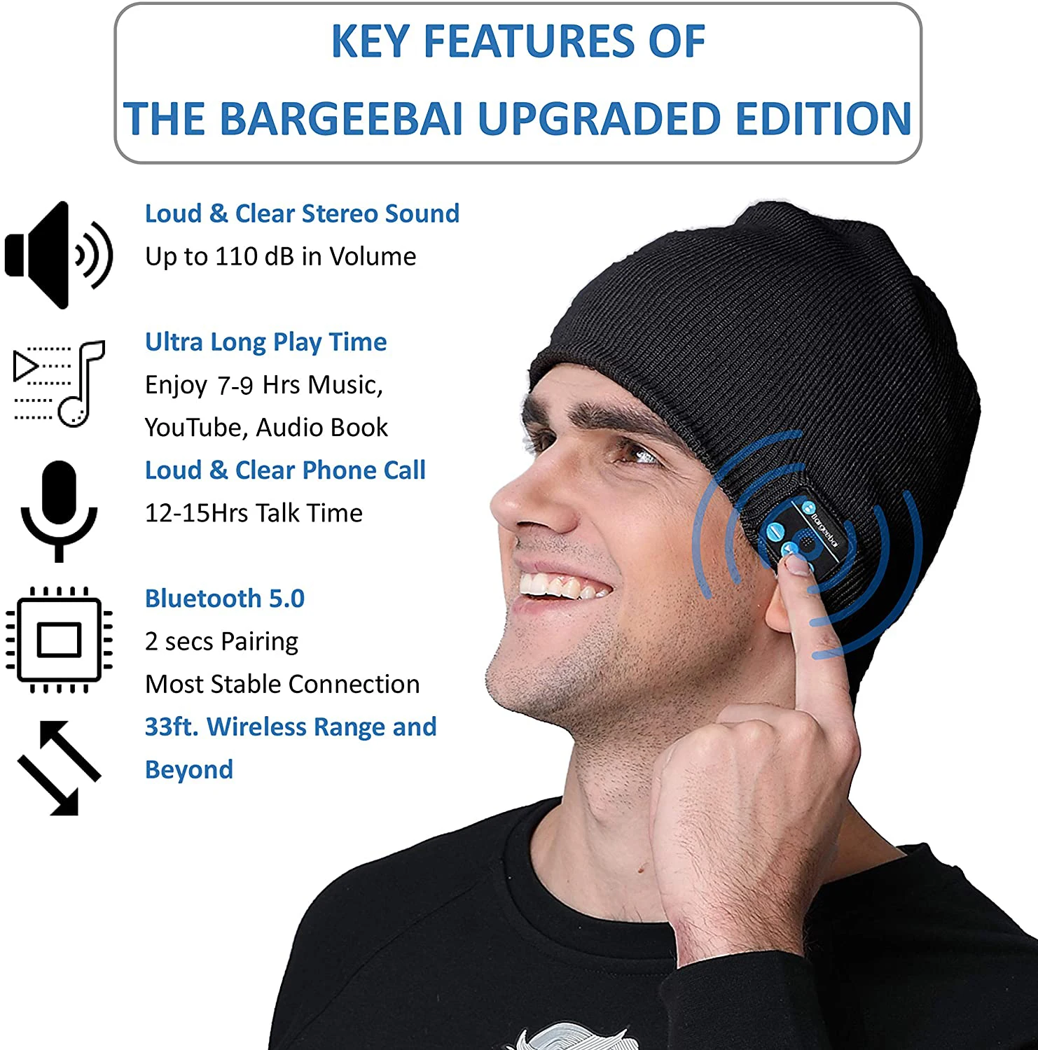 Беспроводные Bluetooth-наушники унисекс Шапка-бини зимняя спортивная музыкальная